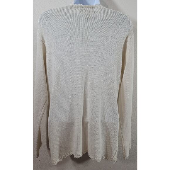 Rue 21 Cream Open Front Embroidered Cardigan Sweater Small Lightweight Soft - Picture 3 of 9